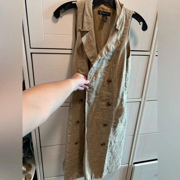 EUC 100% Linen tan dress - Picture 2 of 6